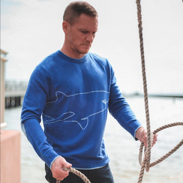 Plush "Shark Intarsia" Silk Cashmere Sweater