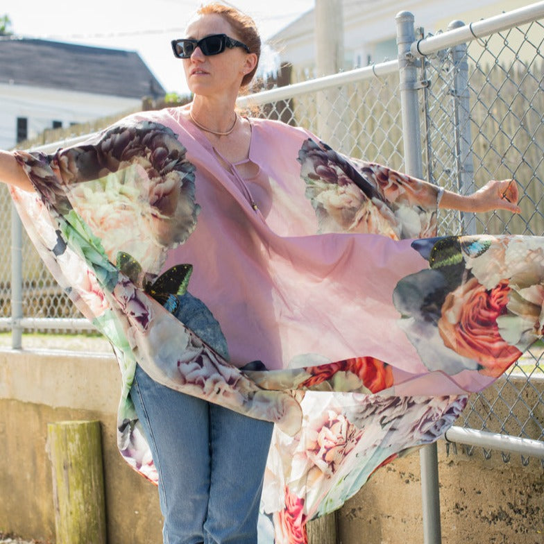 CUSP Pink Garden Floral Kaftan