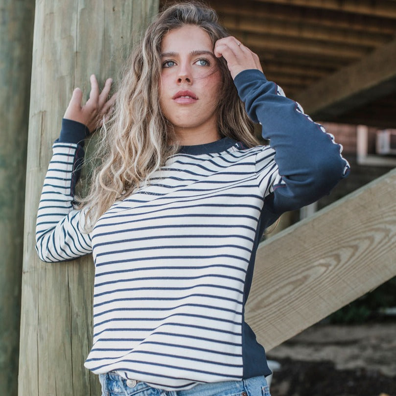 Long Sleeved Striped Crew