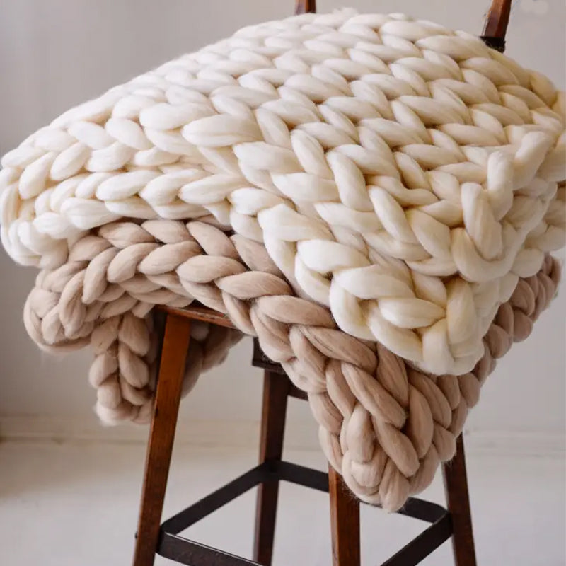 Signature Chunky Merino Wool Handknit Blanket